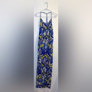 PEARLE 88 LONG BLUE AND GREEN SLIT DRESS SIZE LARGE